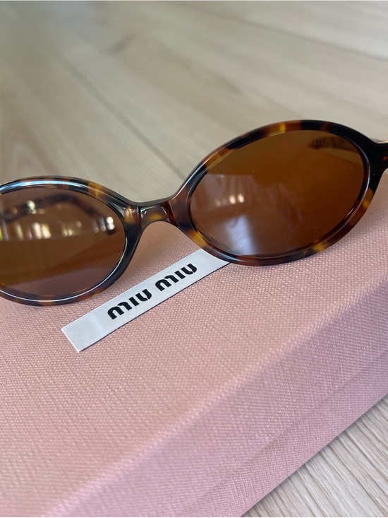 Miu Miu Accessories - Miu Miu Tortoiseshell Oval Sunglasses with Brown Lenses